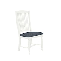Farmhouse Side Chair with Slat Back and Upholstered Seat