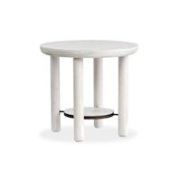 Contemporary Round End Table with Small Display Shelf