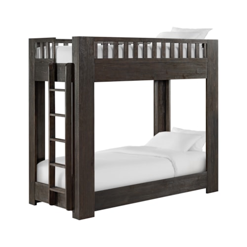Rustic Twin-Over-Twin Bunk Bed with Ladder