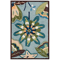 1'9" x 2'9" Aqua Rectangle Rug