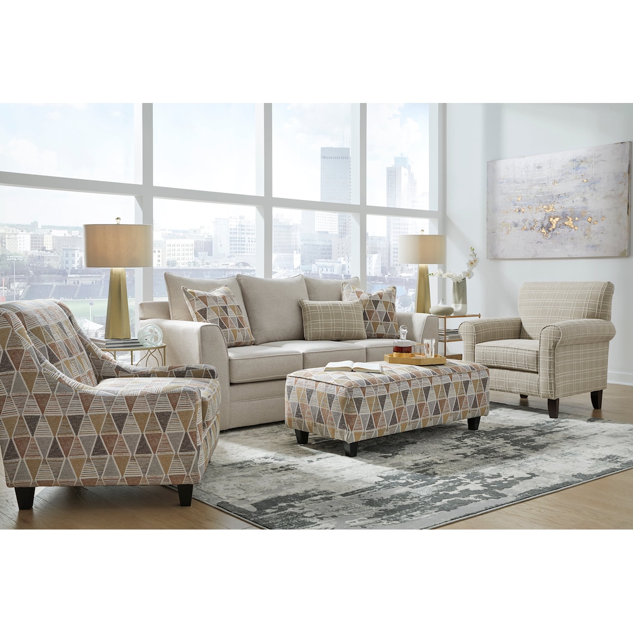 Fusion Furniture 3000 TONY LINEN Living Room Set