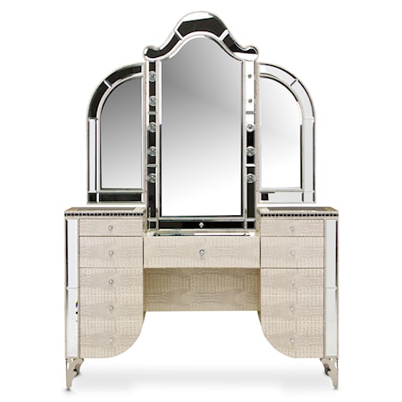 3-Piece Vanity Desk with Mirror and Bench