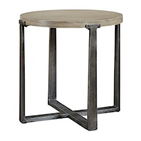 Round End Table with Metal Base
