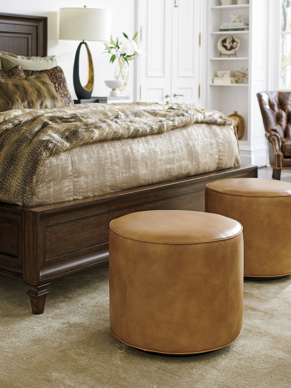 Waverly Leather Swivel Ottoman