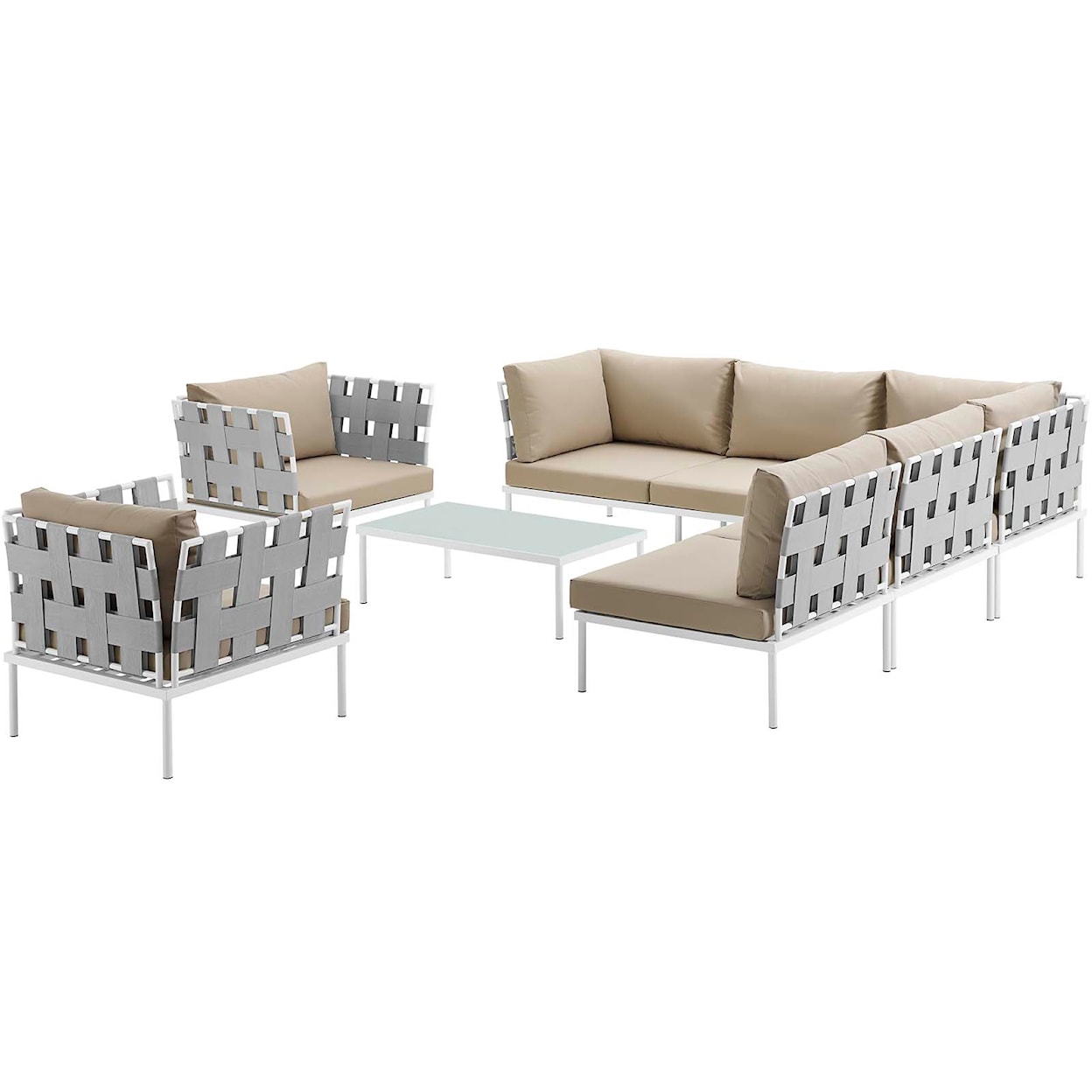 Modway Harmony Outdoor 8 Piece Sectional Sofa Set