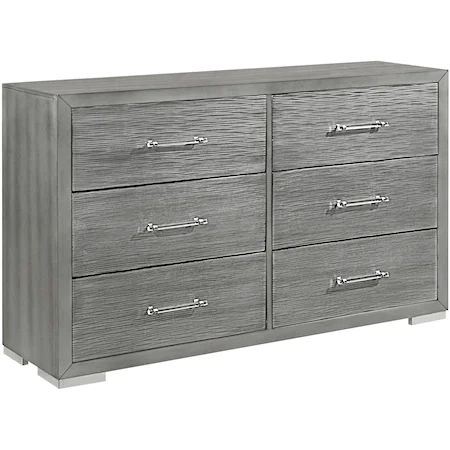 Silver 6-Drawer Dresser