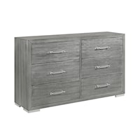 Contemporary Silver 6-Drawer Dresser