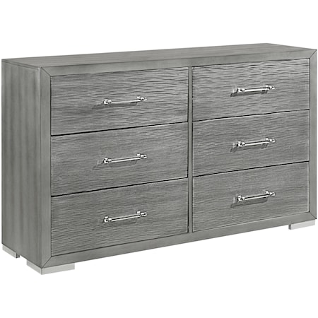 Silver 6-Drawer Dresser