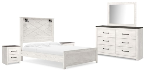 Queen Panel Bed, Dresser, Mirror, And 2 Nightstands