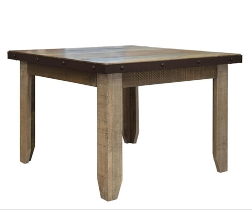 Rustic 42" Square Dining Table with Nailheads