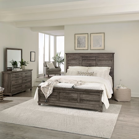 Modern Farmhouse 3-Piece King Panel Bed Bedroom Set