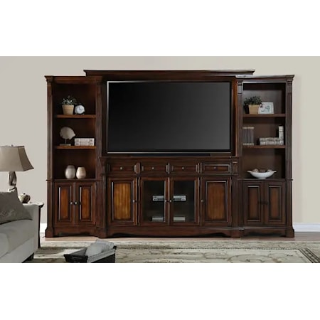 Traditional TV Entertainment Center with Antique Brass Hardware