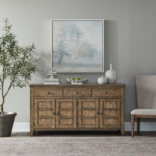 Transitional Server with Felt-Lined Top Drawers