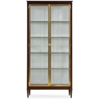 Traditional Brass-Front Curio Cabinet with Adjustable Glass Shelves