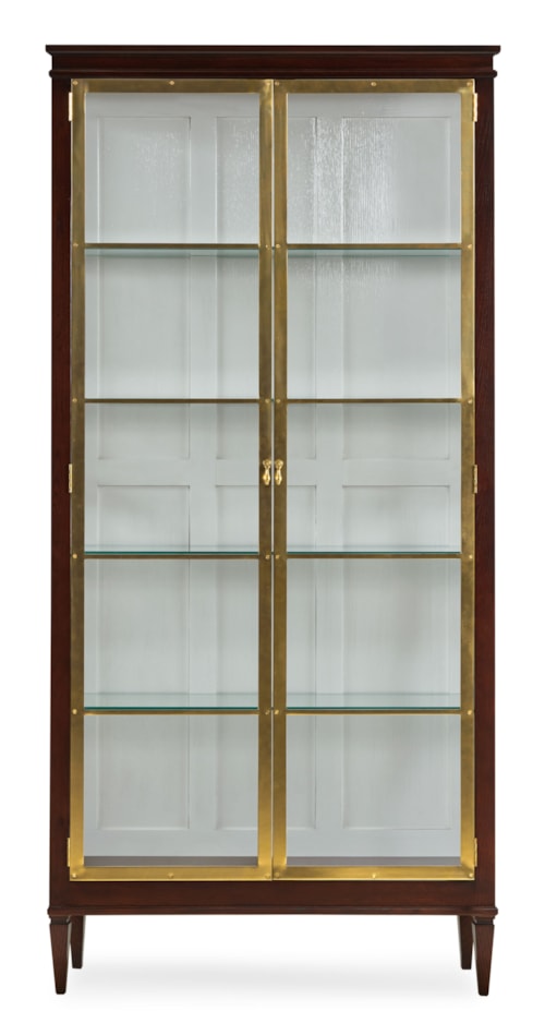 Traditional Brass-Front Curio Cabinet with Adjustable Glass Shelves