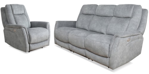 Hudson Grey Power Reclining Sofa And Recliner