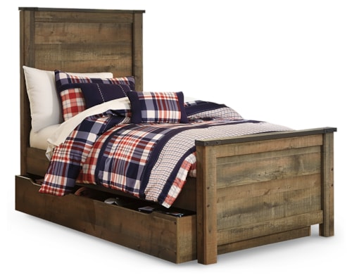 Twin Panel Bed With 1 Large Storage Drawer