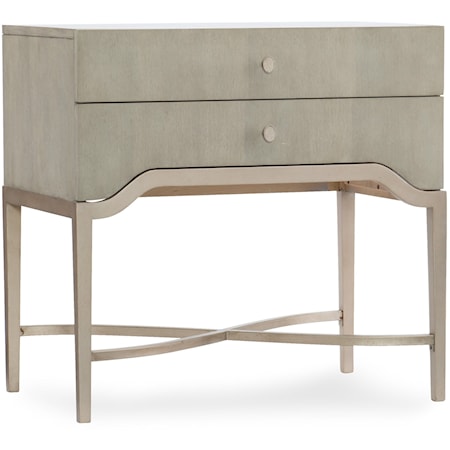 Contemporary Two-Drawer Nightstand With Metal Base
