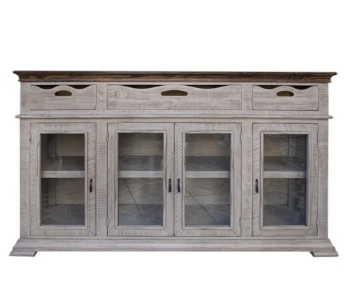 Transitional 4-Door Storage Console with 3 Drawers