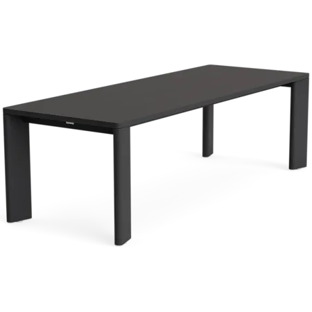 96" Aluminum Dining Table w/Modern Slat Top