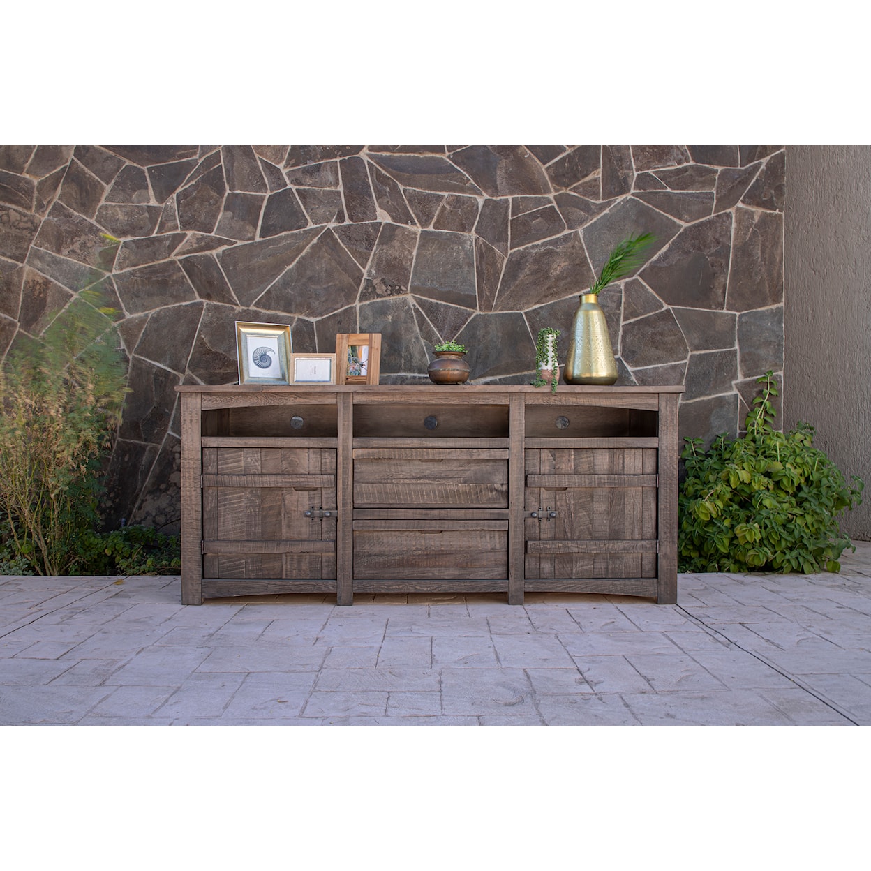 International Furniture Direct San Antonio IFD6401STN80 Rustic TV Stand