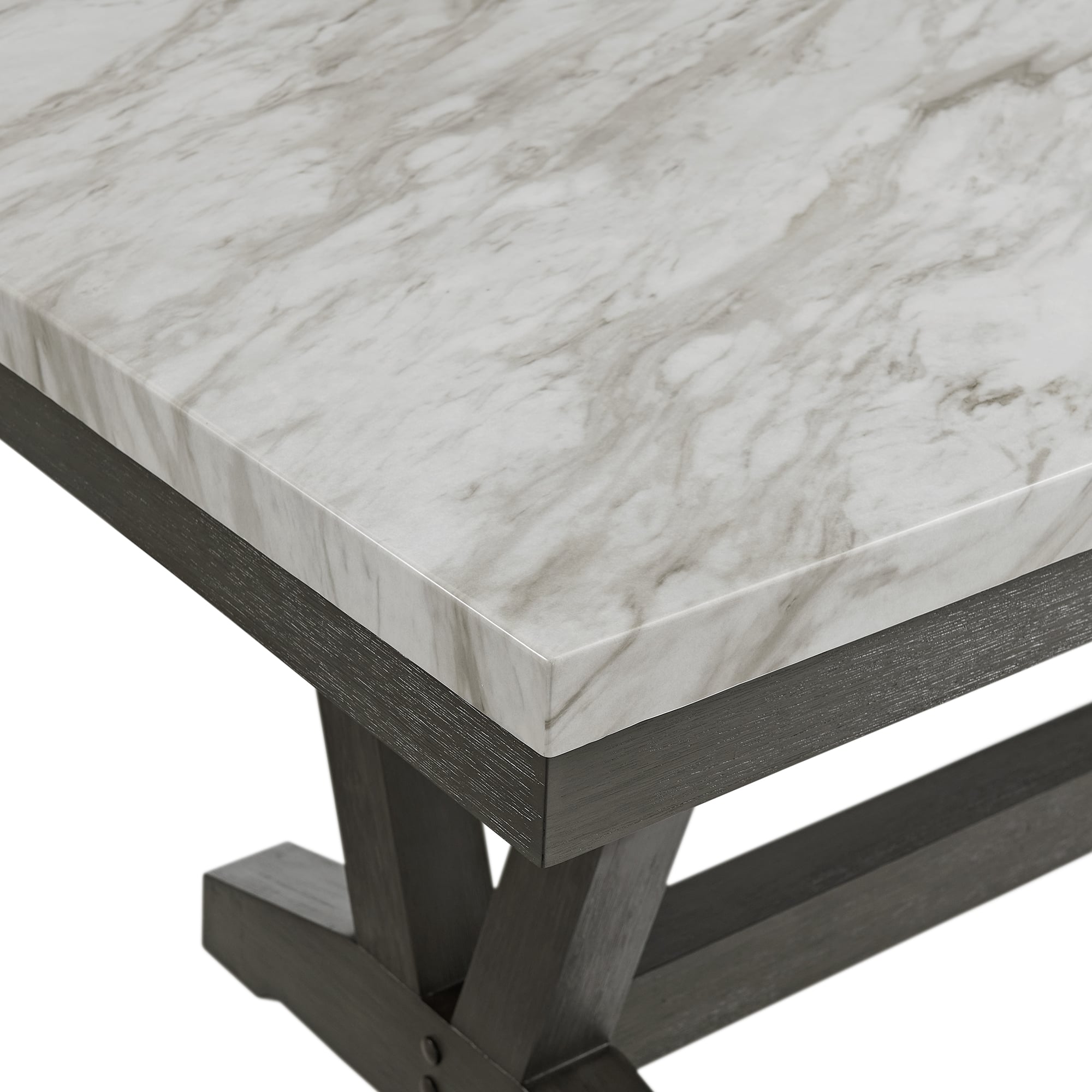 VICTORY WHITE FAUX MARBLE DINING | TABLE