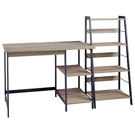 2-Piece Home Office Desk and Shelf Set