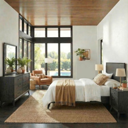 Queen Bed Set w/Dresser, Mirror & Nightstand