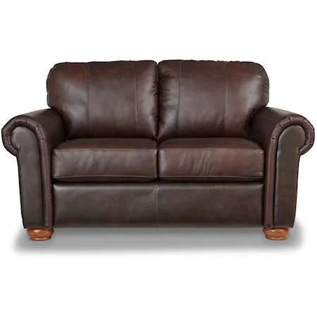 Customizable Leather Loveseat with Rolled Arms