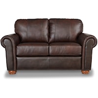 Customizable Leather Loveseat with Rolled Arms