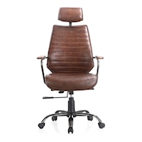 Executive Office Chair Cappuccino Brown Leather