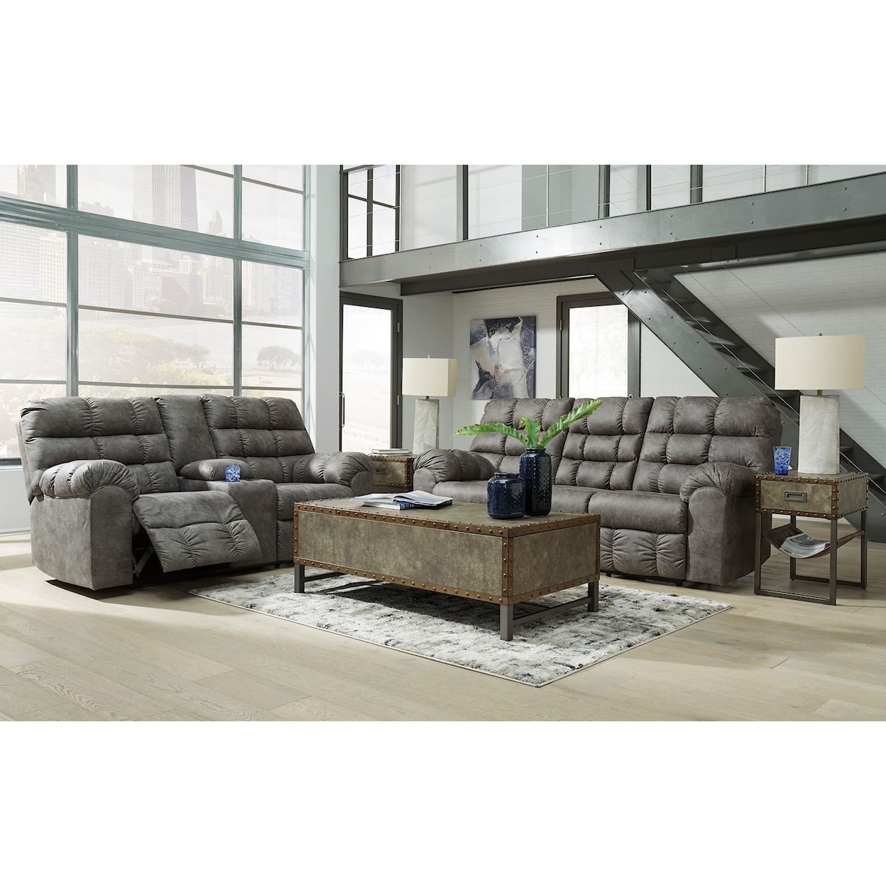 StyleLine Derwin Reclining Sofa with Drop Down Table