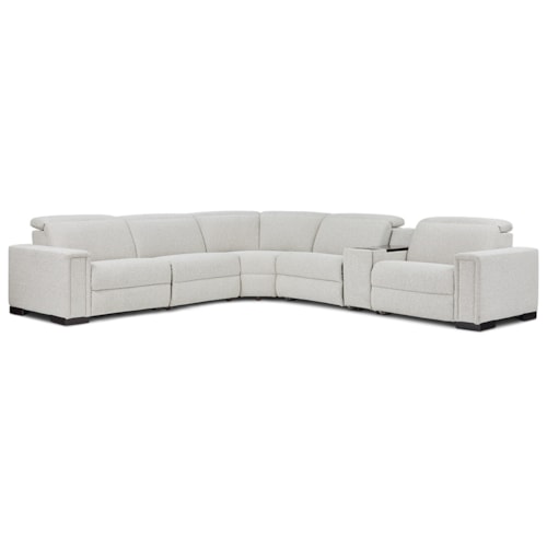 Contemporary 6-Piece Power Reclining Sectional Sofa with USB Ports and Storage Console