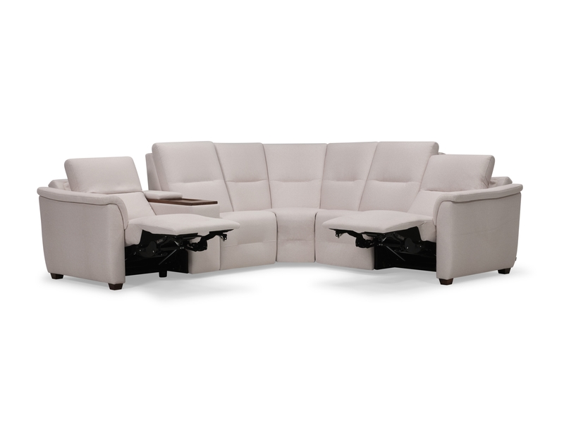 4-Seat Corner Curve Oxford Console Sectional