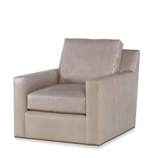 Contemporary Bateman Swivel Chair with Nailheads