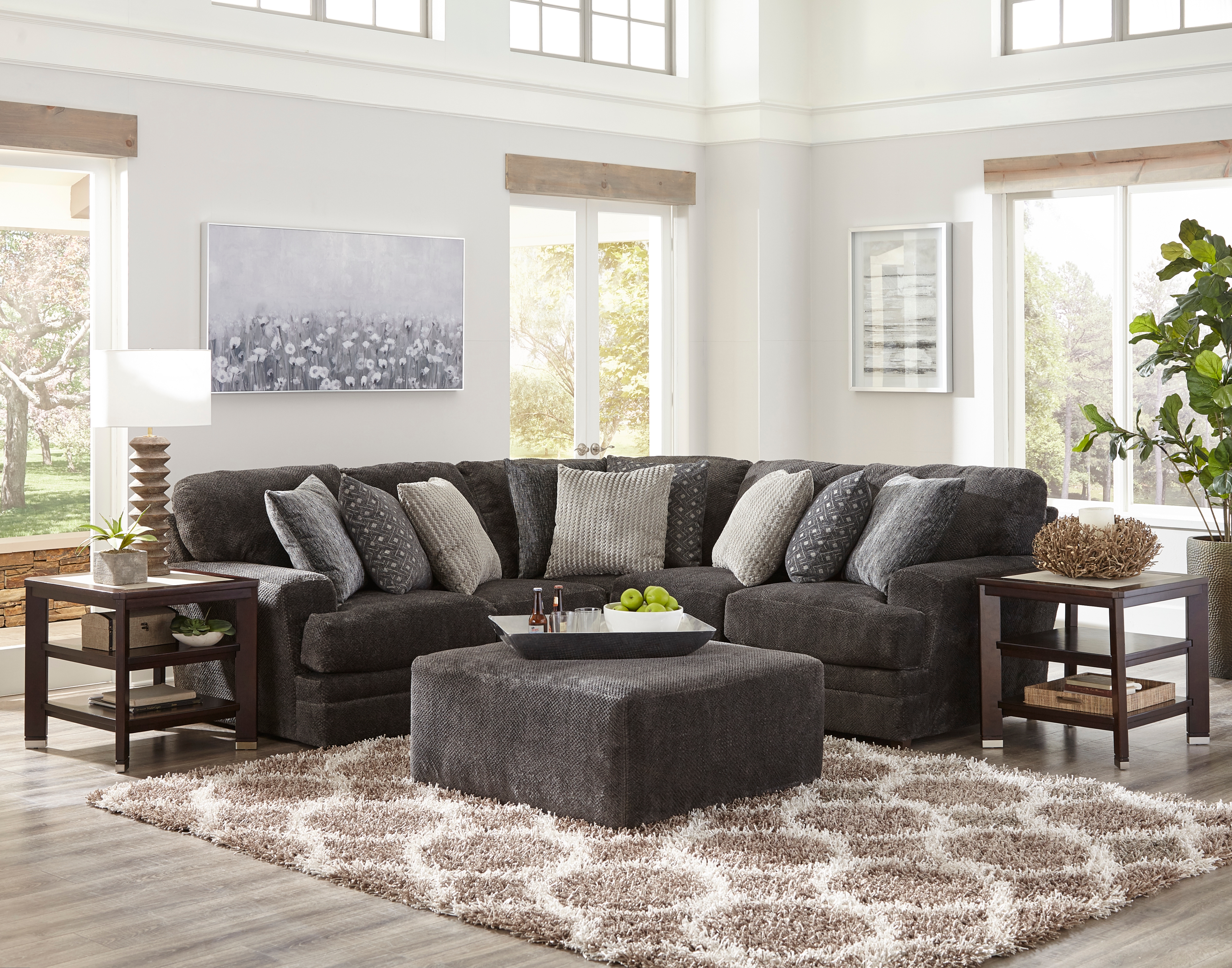 3-Piece Sectional Sofa with Cocktail Ottoman