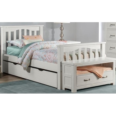 Mission Style Twin Harper Bed with Wide Plank Spindles and Under Bed Trundle