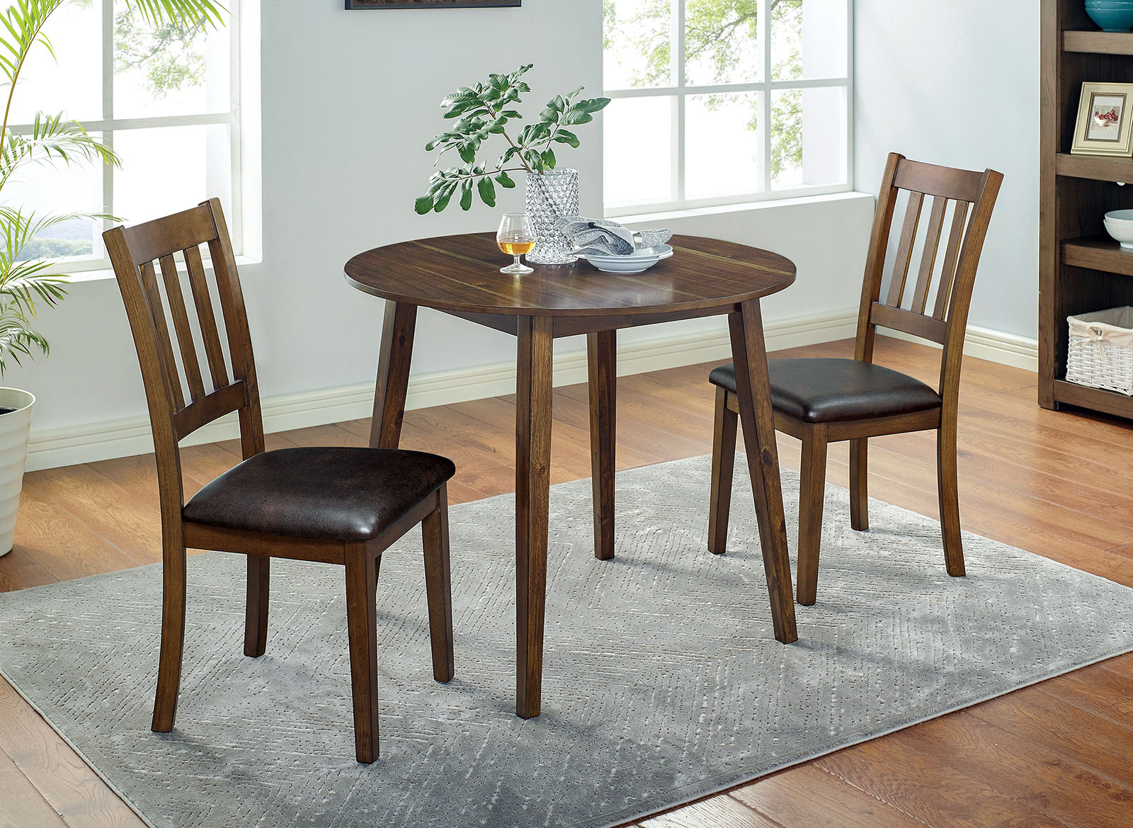 3 piece dining set with upholstered chairs