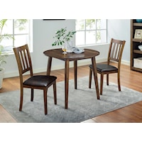 Transitional 3-Piece Round Dining Table Set with Upholstered Chairs