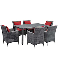 Summon Coastal 7-Piece Patio Sunbrella® Dining Set - Gray/Red