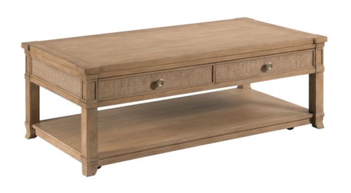 Contemporary 2-Drawer Coffee Table with Lower Shelf