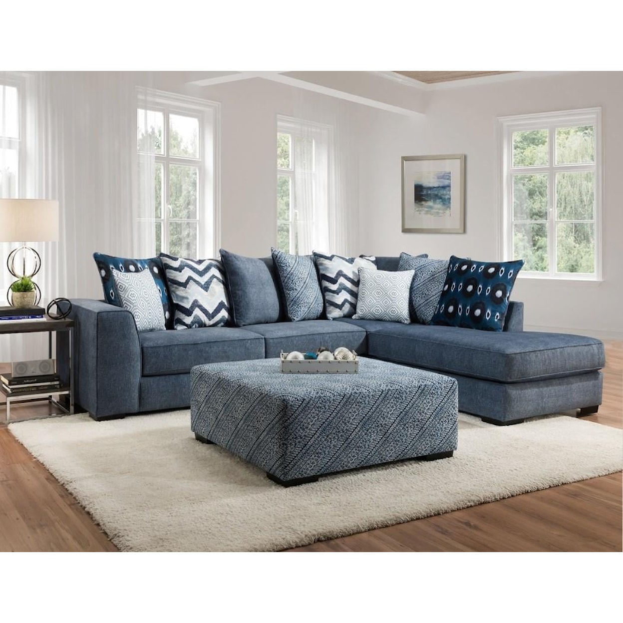 Albany 0342 TUSSAH BLUE 2-Piece Sectional Sofa