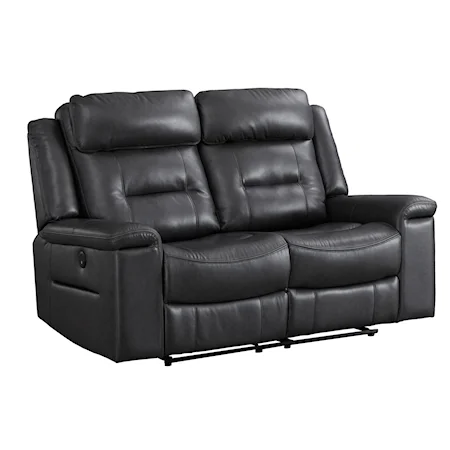 Faux Leather Power Reclining Loveseat
