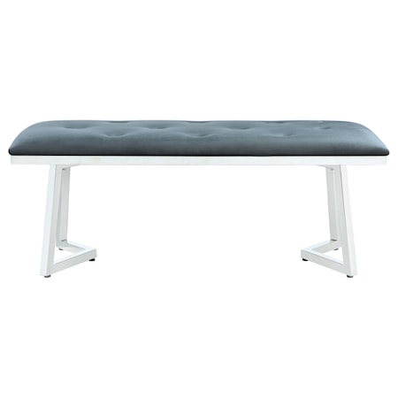 Beaufort Velvet Dining Bench Steel