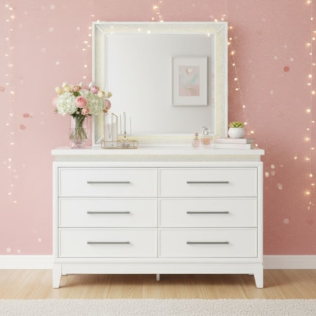 Six-Drawer Dresser & Mirror Set
