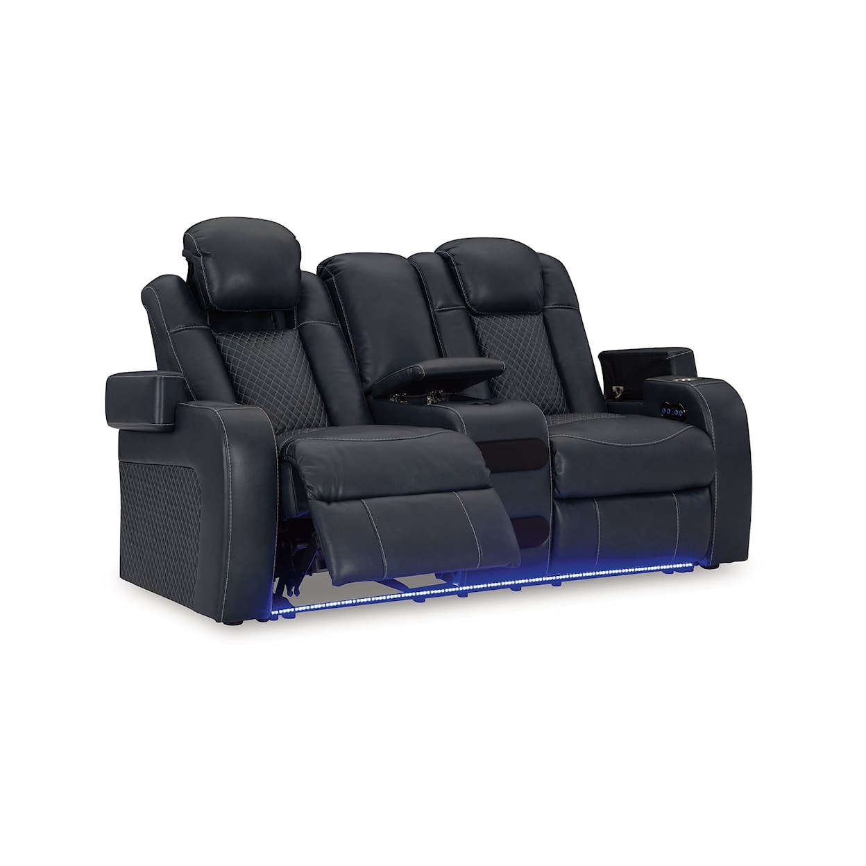 Michael Alan Select Fyne-Dyme Power Reclining Loveseat With Console