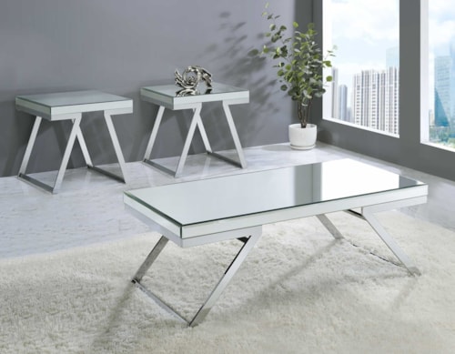 Glam 3-Piece Mirrored Top Table Set