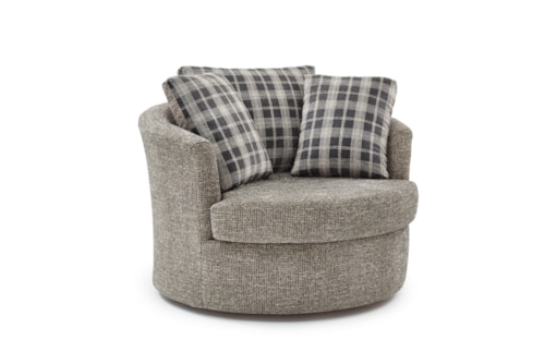 Contemporary Swivel Glider Chair with Barrel Arms