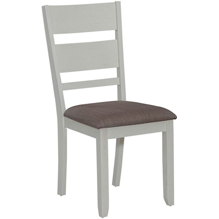 Farmhouse Upholstered Side Chair with Slat Back