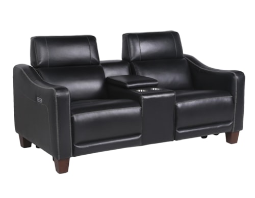 Transitional Dual-Power Loveseat with Cup Holders